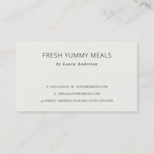 Minimale catering voor zwart-wit, modern Pet Visitekaartje (Achterkant)