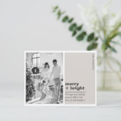 Minimale Champagne Beige Kerst Merry + Bright Briefkaart (Staand voorkant)