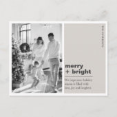 Minimale Champagne Beige Kerst Merry + Bright Briefkaart (Voorkant)