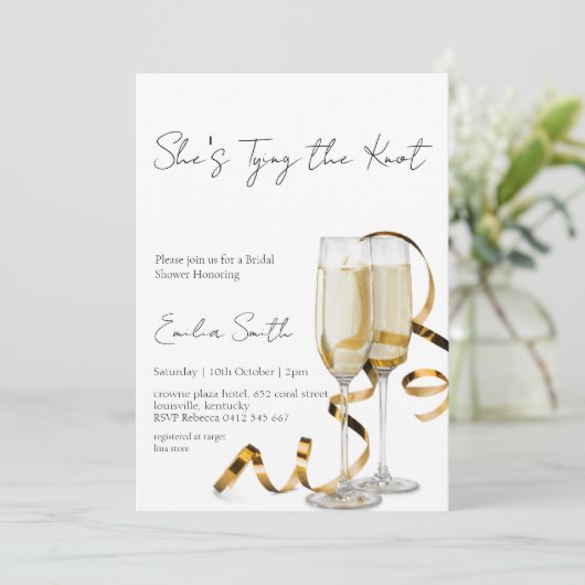 Minimale Champagne Bruidsdouche Kaart (Staand voorkant)