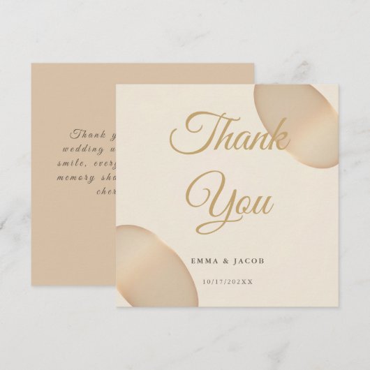 Minimale Champagne Pebble Ivory Wedding Bedankt (Voorkant / Achterkant)