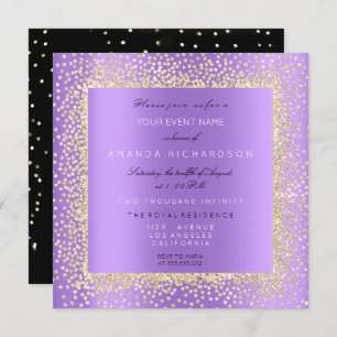 Minimale Champaigne Gold Black Confetti Violet Pur Kaart