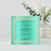 Minimale Champaigne Goud Zwart Confetti Mint Aqua Kaart (Staand voorkant)