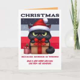 Minimale chaos Grappige kat Retro kerstfoto Feestdagen Kaart
