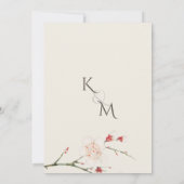 Minimale Cherry Blossom Bruiloft Kaart (Achterkant)
