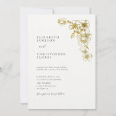 Minimale Cherry Blossom Gold Chic Botanical Weddin Kaart (Voorkant)