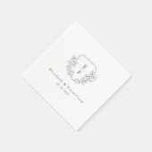 Minimale Cherry Blossom Monogram Crest Wedding Servet (Hoek)