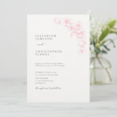 Minimale Cherry Blossom Pink Chic Botanical Weddin Kaart (Staand voorkant)