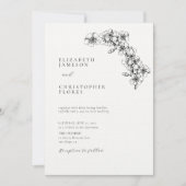 Minimale Cherry Blossom Sketch Botanical BW Weddin Kaart (Voorkant)