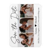 minimale chic 3 foto collage save the date magneet (Verticaal)