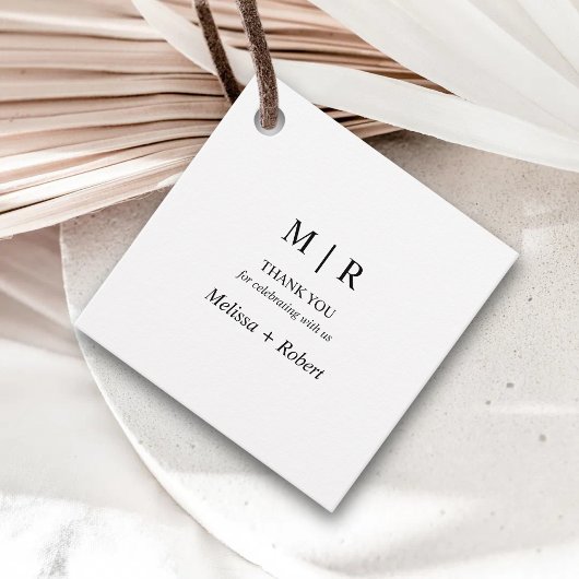 Minimale Chic Bedankt Zwart en Wit Bruiloft Bedankjes Labels