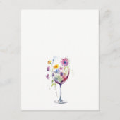 Minimale Chic Bloemige Wijn Glas Trouw Details Informatiekaartje (Achterkant)