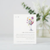 Minimale Chic Bloemige Wijn Glas Trouw Details Informatiekaartje (Staand voorkant)