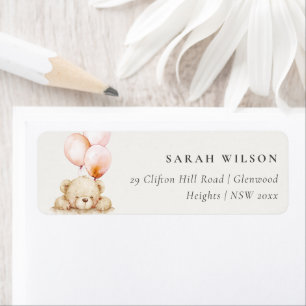 Minimale Chic Blush Bearly Wait Balloon adres Etiket