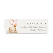 Minimale Chic Blush Bearly Wait Balloon adres Etiket (Voorkant)