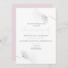 Minimale Chic Bord Roze en houtskoolbloemen Kaart