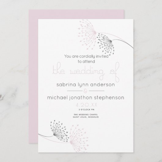 Minimale Chic Bord Roze en houtskoolbloemen Kaart (Voorkant / Achterkant)