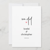 Minimale chic Elopement Wedding Celebration Kaart (Voorkant)