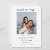 Minimale Chic Foto Zwart-wit bruiloft Save The Date (Voorkant)