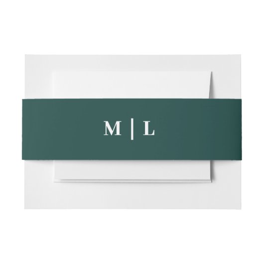 Minimale Chic Hunter Groen & Wit Monogram Huwelijk Uitnodigingen Wikkel (Voorkant Voorbeeld)