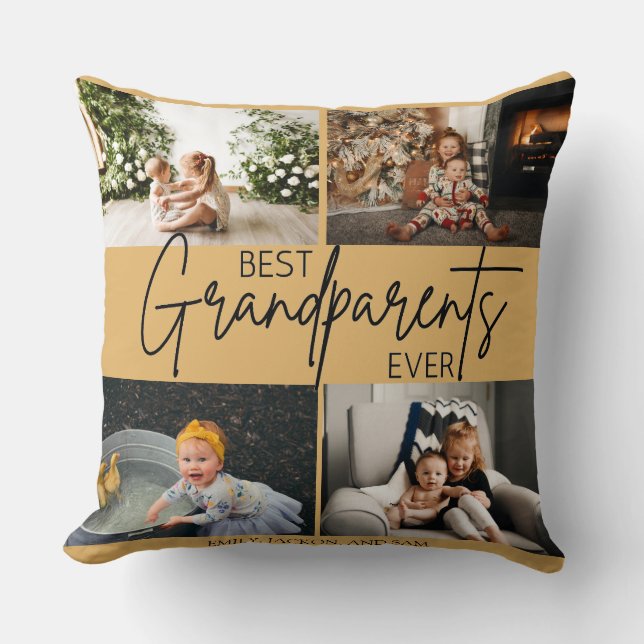 Minimale Chic Khaki Brown Beste Grootouders Foto Kussen (Voorkant)