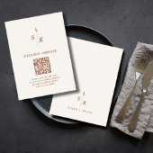 Minimale Chic Leaf Monogram Bruiloft Website QR Co Informatiekaartje