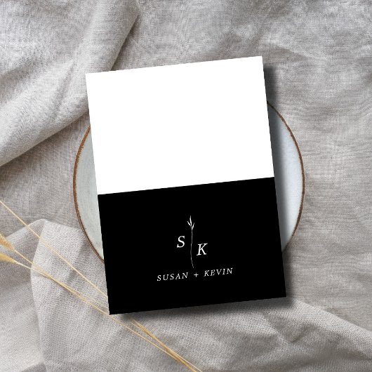 Minimale Chic Leaf Monogram Bruiloft Website QR Co Informatiekaartje