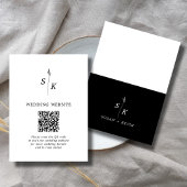 Minimale Chic Leaf Monogram Bruiloft Website QR Co Informatiekaartje
