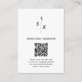 Minimale Chic Leaf Monogram Bruiloft Website QR Co Informatiekaartje (Voorkant)