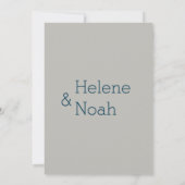 Minimale chic modern blauw groen huwelijk kaart (Achterkant)