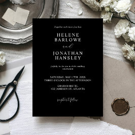 Minimale chic Modern Elegant Black Wedding Kaart