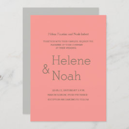 Minimale chic modern koraalgrijs, eenvoudige bruil kaart