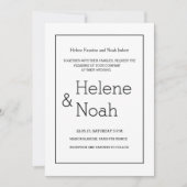 Minimale chic modern zwart wit, eenvoudig huwelijk kaart (Voorkant)