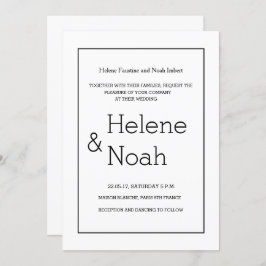 Minimale chic modern zwart wit, eenvoudig huwelijk kaart