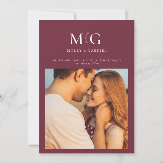 Minimale Chic | Monogram Foto Trouwdatumkaart Save The Date (Voorkant)