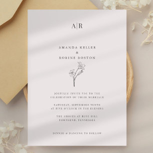 Minimale Chic Monogram Uitnodiging voor Huwelijk