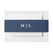 Minimale Chic Navy Blauw & Wit Monogram Huwelijk Uitnodigingen Wikkel (Voorkant Voorbeeld)