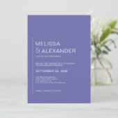 Minimale chic periwinkle witte trouw kaart (Staand voorkant)