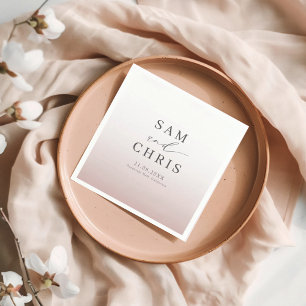 Minimale Chic Roze Goud Monogram Huwelijk Servet