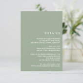 Minimale Chic Sage | Details bruiloftsgasten Kaart (Staand voorkant)