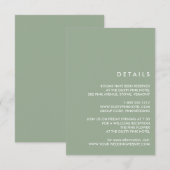 Minimale Chic Sage | Details bruiloftsgasten Kaart (Voorkant / Achterkant)