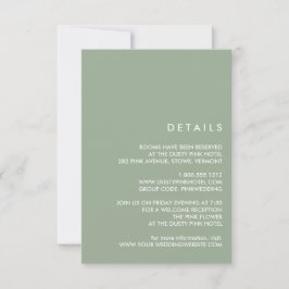 Minimale Chic Sage | Details bruiloftsgasten Kaart
