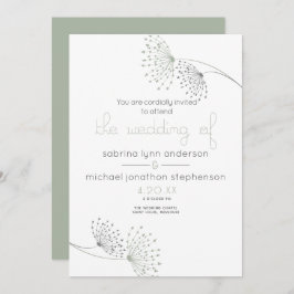 Minimale Chic Sage Green en Charcoal Flowers Kaart