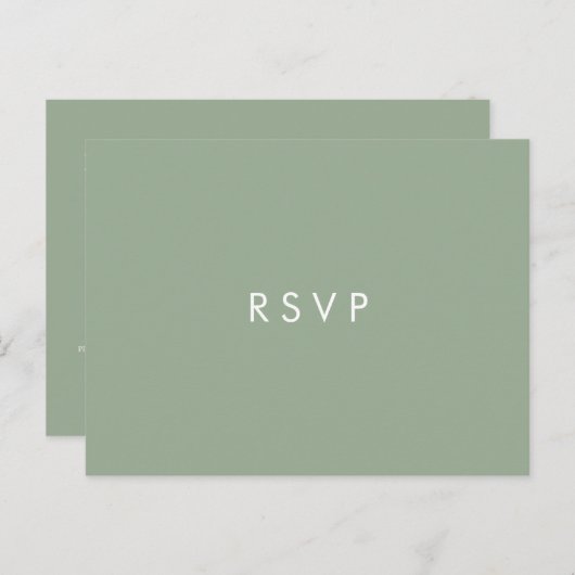 Minimale chic Sage | Trouw RSVP MAALTIJDKEUZE Uitnodiging Briefkaart (Voorkant / Achterkant)