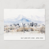 Minimale Chic Salt Lake City Utah Aquarel Reis Briefkaart (Voorkant)