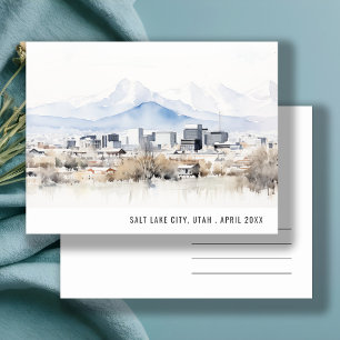 Minimale Chic Salt Lake City Utah Aquarel Reis Briefkaart