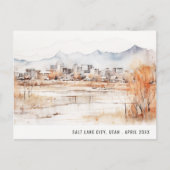 Minimale Chic Salt Lake City Utah Aquarel Reis Briefkaart (Voorkant)