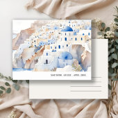Minimale Chic Santorini Griekenland Aquarel Reis Briefkaart
