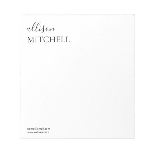 Minimale chic Script Calligraphy Notepad Notitieblok (Voorkant)