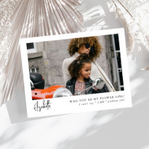 Minimale Chic Script Photo Bloemenmeisje-voorstel
